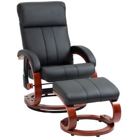 HOMCOM Electric Black Faux Leather Swivel Recliner Chair with Ottoman, 10 Vibration Massage Points & Remote for Comfort