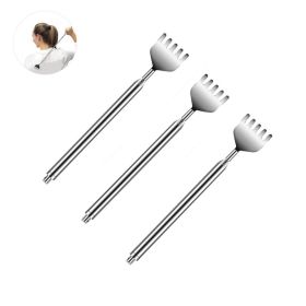 Telescopic Back Scratcher for Easy Back Massaging and Rel (Type: Massager, Color: Silver - 3pcs)